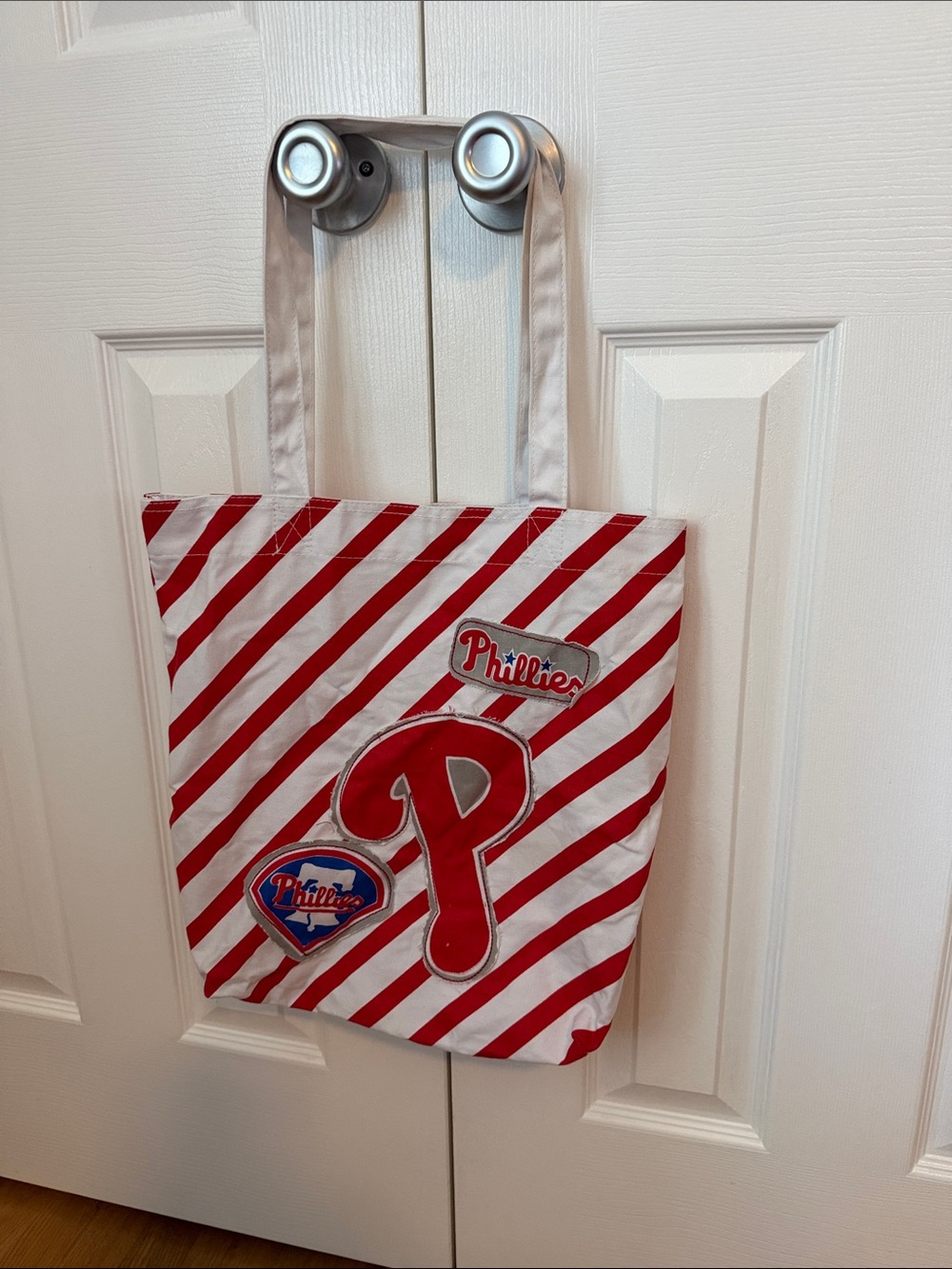 Red & White Striped Tote Bag